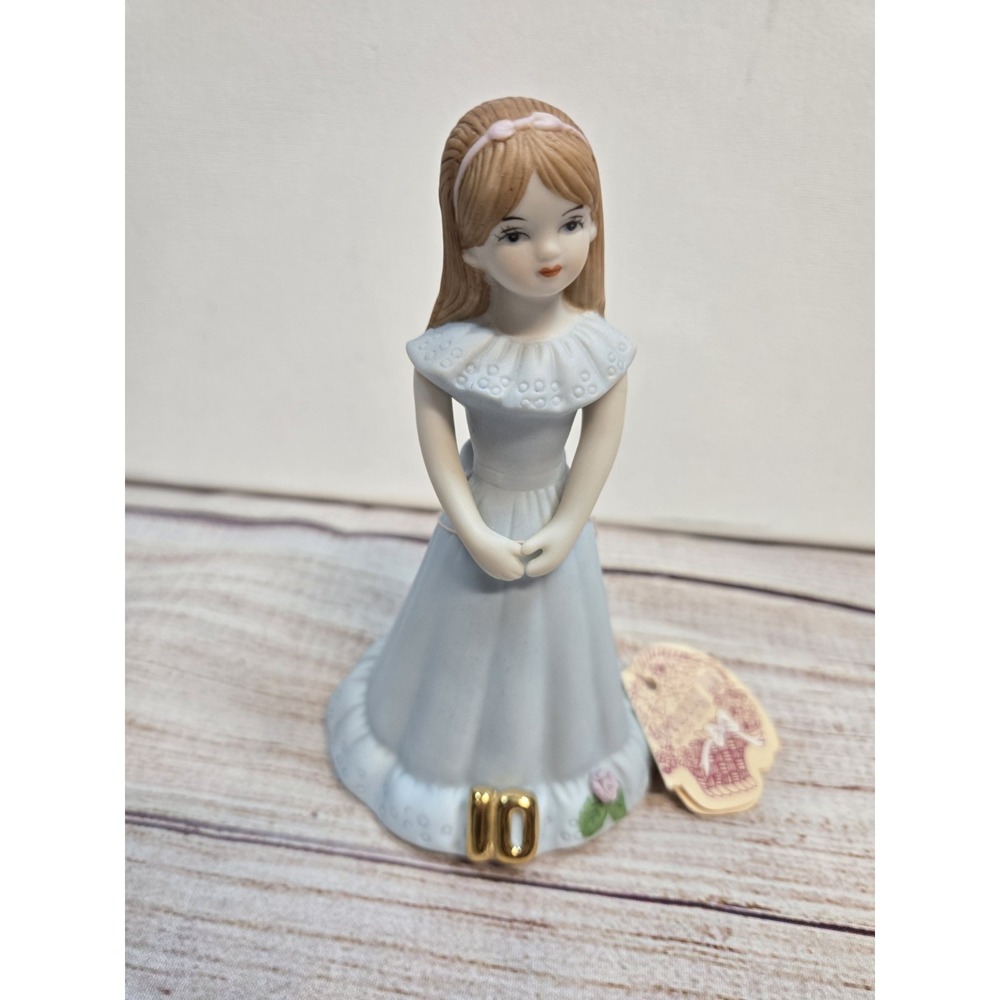 ENESCO Growing Up Birthday Girls Porcelain Figurine Age 10‎ Brown Hair Brunette